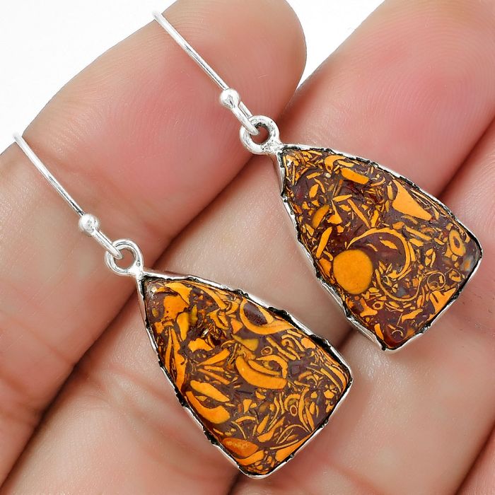 Coquina Fossil Jasper Earrings SDE87439 E-1113, 13x20 mm