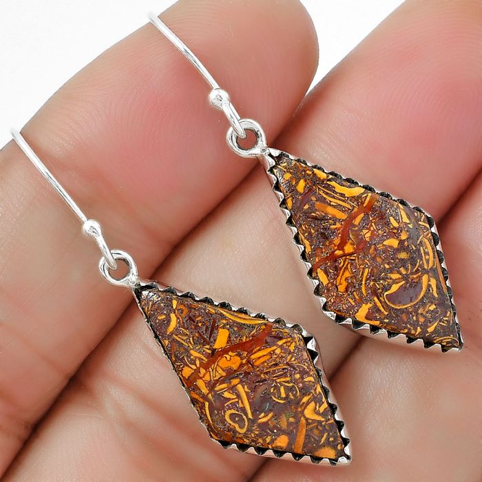 Coquina Fossil Jasper Earrings SDE87453 E-1113, 12x23 mm