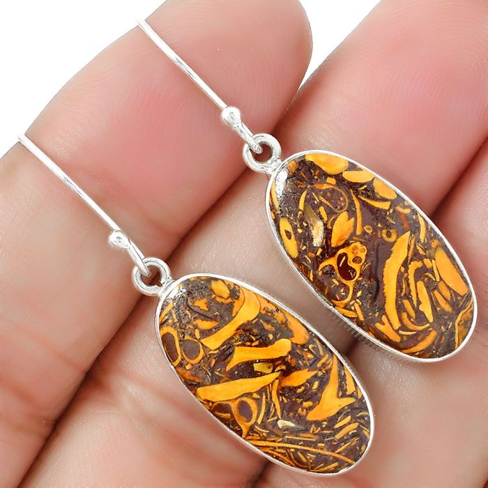 Coquina Fossil Jasper Earrings SDE87547 E-1001, 11x22 mm