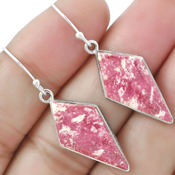 Pink Thulite Earrings SDE87595 E-1001, 12x24 mm