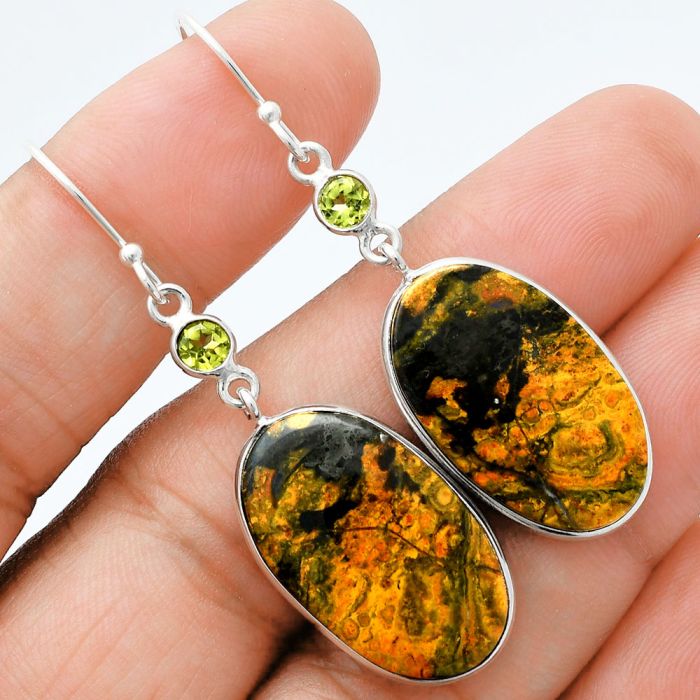 Eclipse and Peridot Earrings SDE88564 E-1002, 15x24 mm