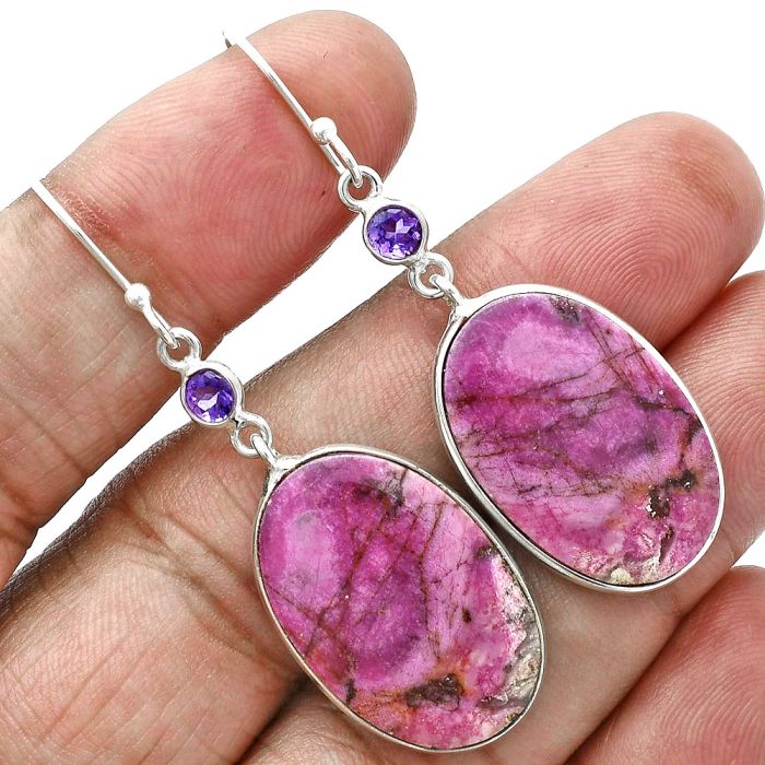 Pink Cobalt and Amethyst Earrings SDE88665 E-1002, 16x24 mm