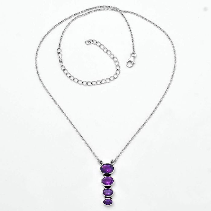Natural Amethyst - Brazil Necklace SDN1605 N-1008, 7x9 mm
