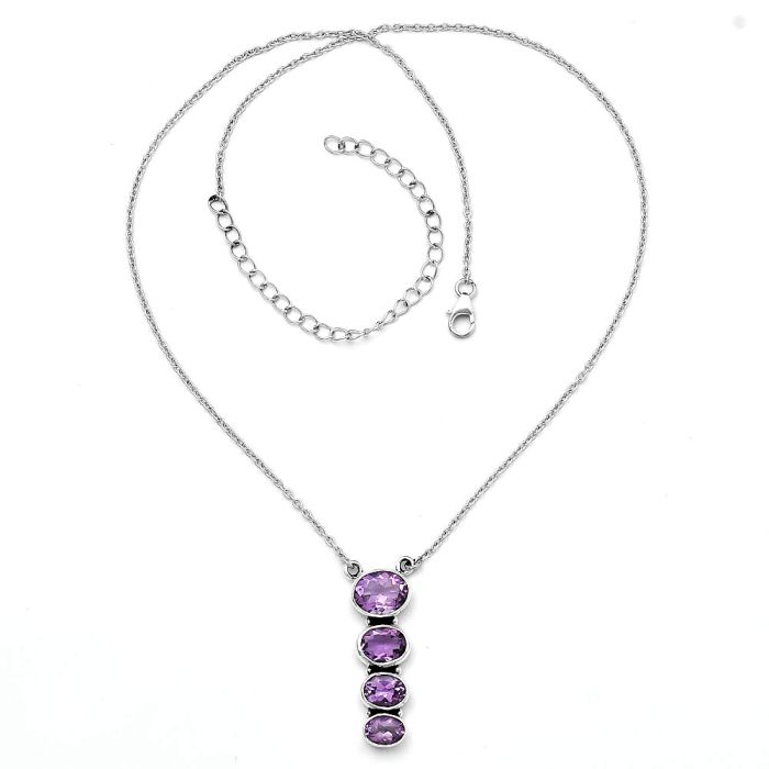 Natural Amethyst - Brazil Necklace SDN1608 N-1008, 8x10 mm