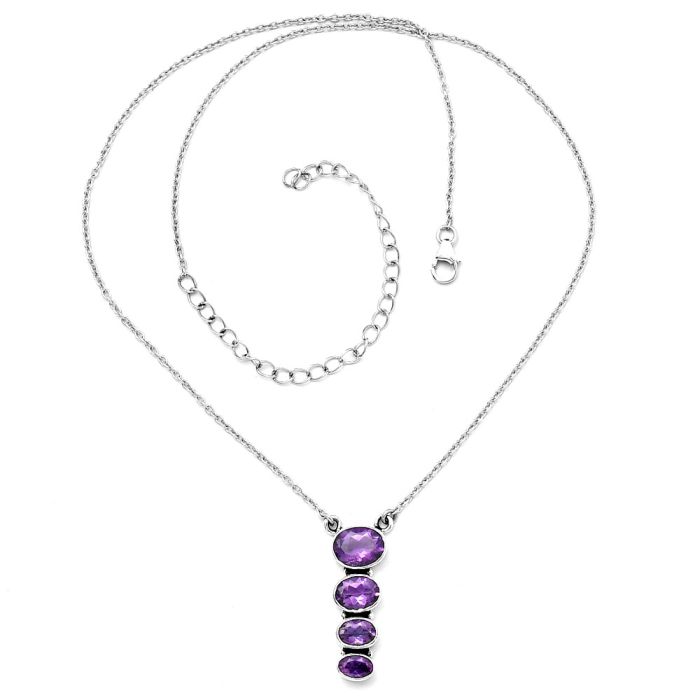 Natural Amethyst - Brazil Necklace SDN1613 N-1008, 7x9 mm