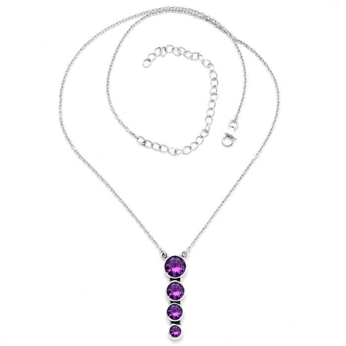 Natural Amethyst - Brazil Necklace SDN1635 N-1008, 8x8 mm