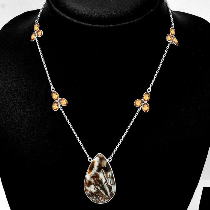 Wild Horse Jasper and Citrine Necklace SDN1684 N-1004, 20x32 mm