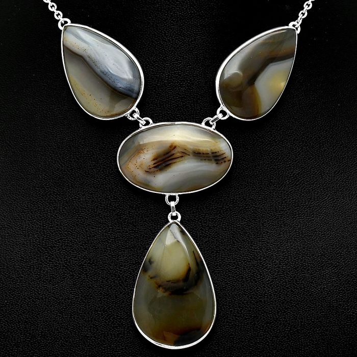 Montana Agate Necklace SDN1874 N-1013, 21x32 mm