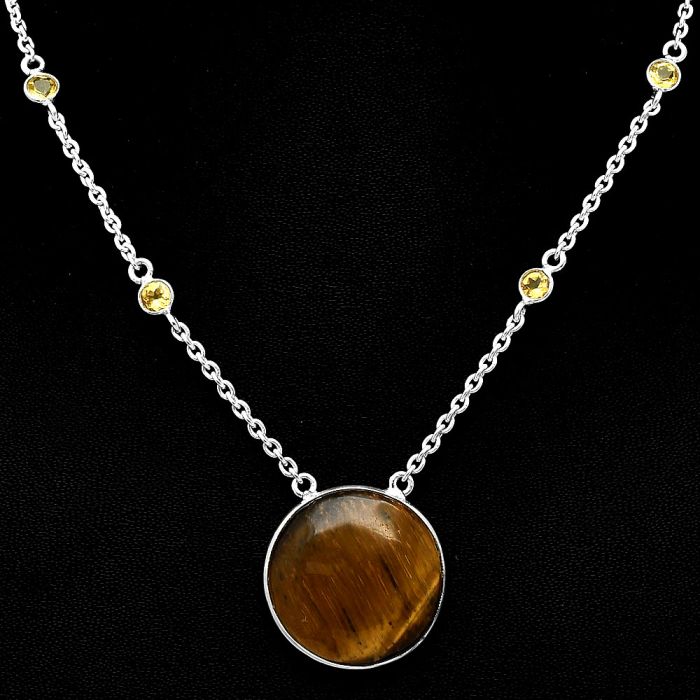 Tiger Eye and Citrine Necklace SDN1919 N-1012, 22x22 mm