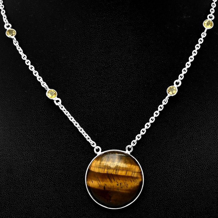 Tiger Eye and Citrine Necklace SDN1920 N-1012, 24x24 mm