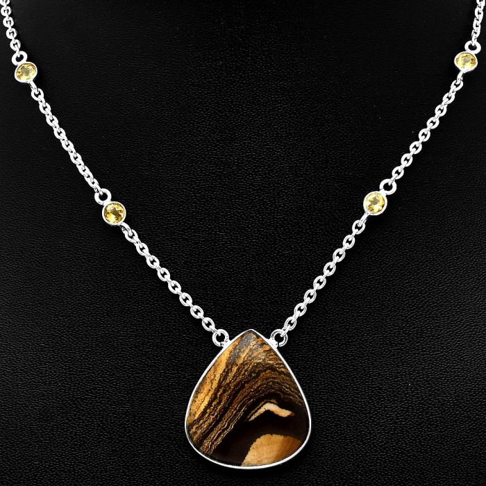 Outback Jasper and Citrine Necklace SDN1921 N-1012, 23x25 mm