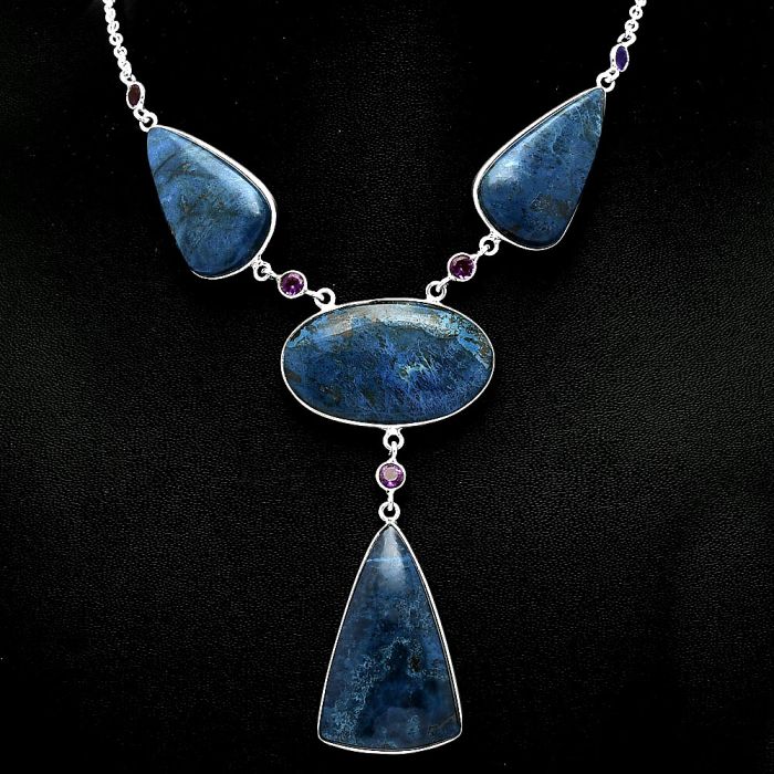 Shattuckite and Amethyst Necklace SDN1950 N-1023, 19x32 mm