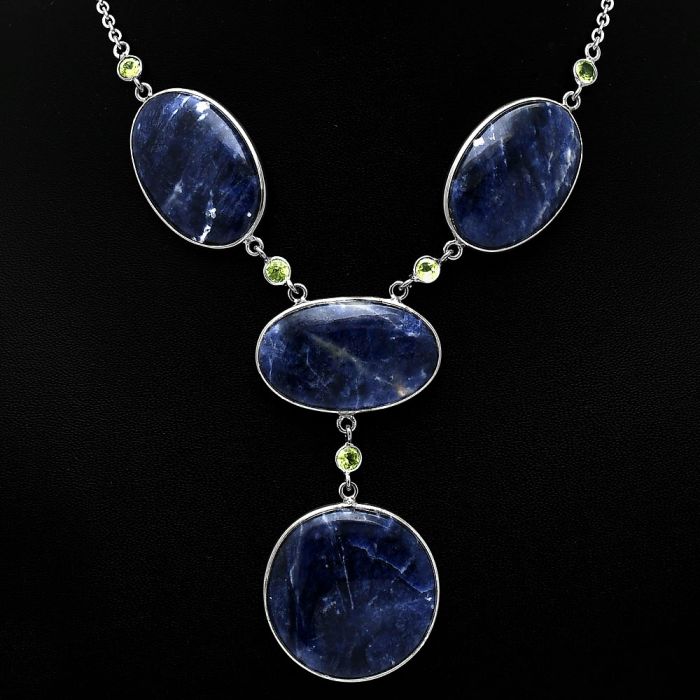 Sodalite and Peridot Necklace SDN1953 N-1023, 28x28 mm