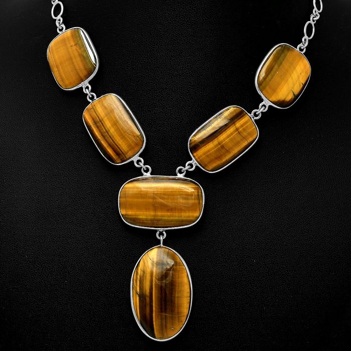 Tiger Eye Necklace SDN2009 N-1014, 19x30 mm