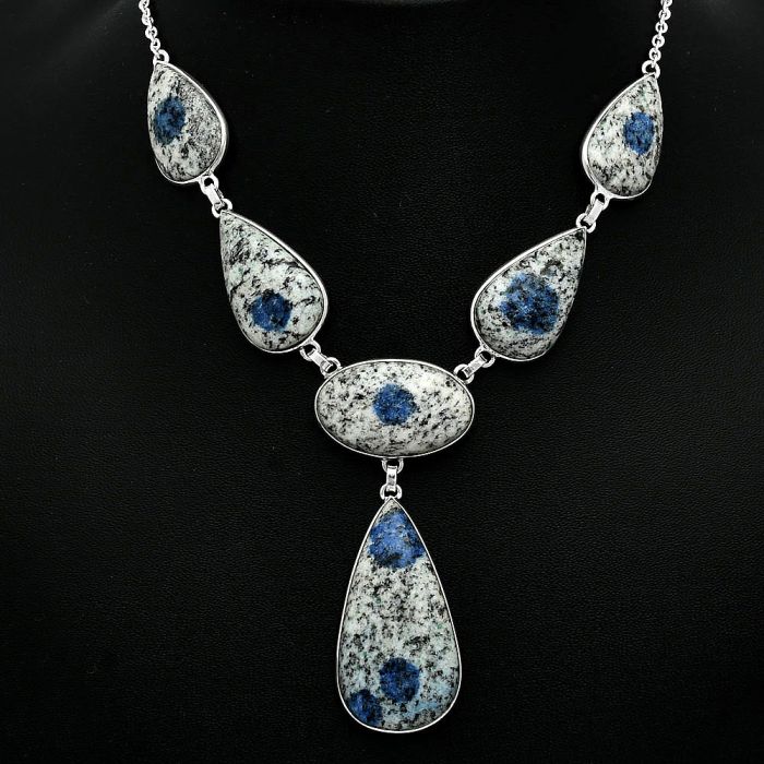 K2 Blue - Azurite In Quartz Necklace SDN2019 N-1013, 19x37 mm