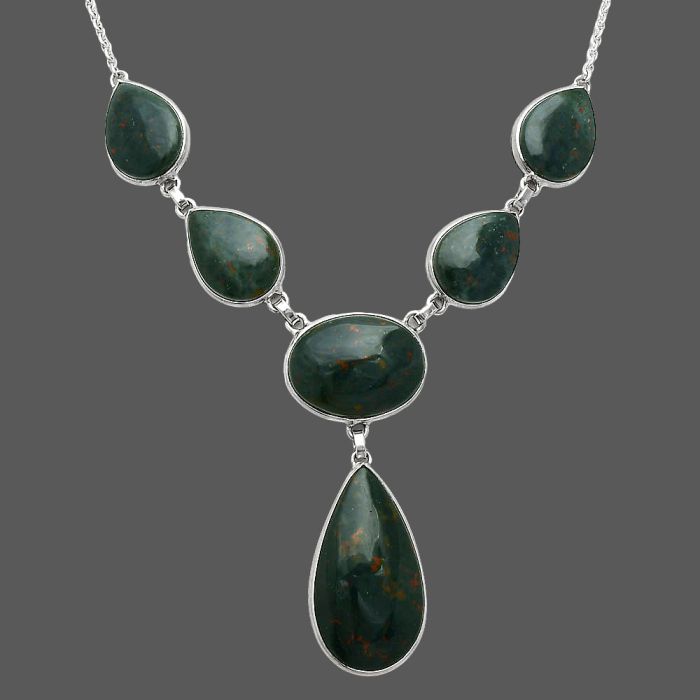 Blood Stone Necklace SDN2022 N-1013, 17x31 mm