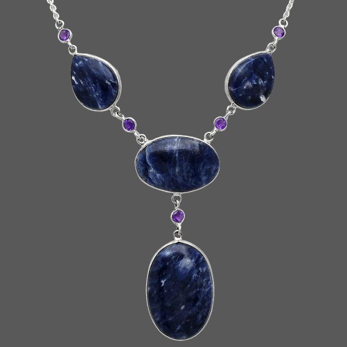 Sodalite and Amethyst Necklace SDN2034 N-1023, 20x31 mm