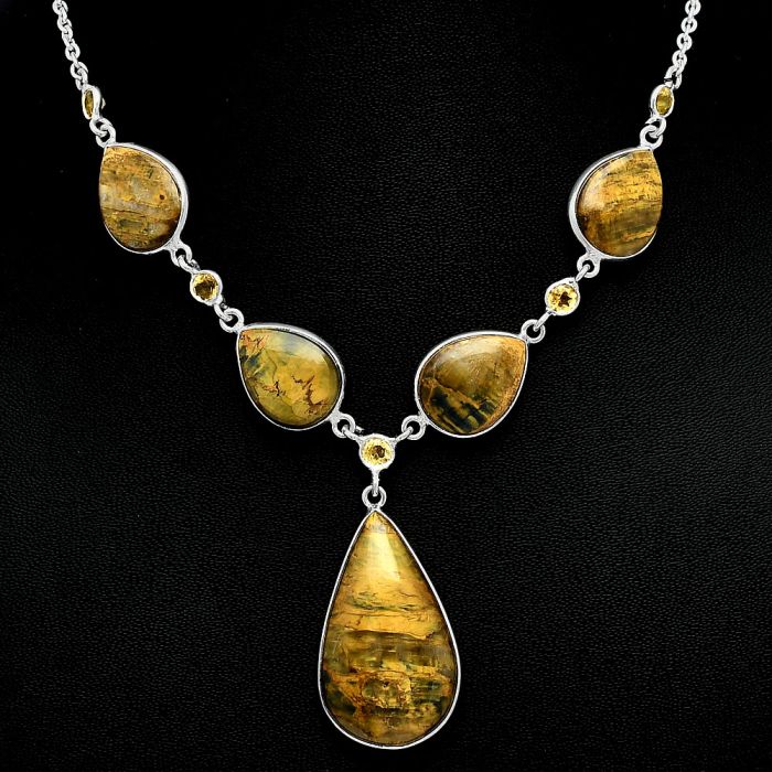 Nellite and Citrine Necklace SDN2038 N-1022, 18x31 mm