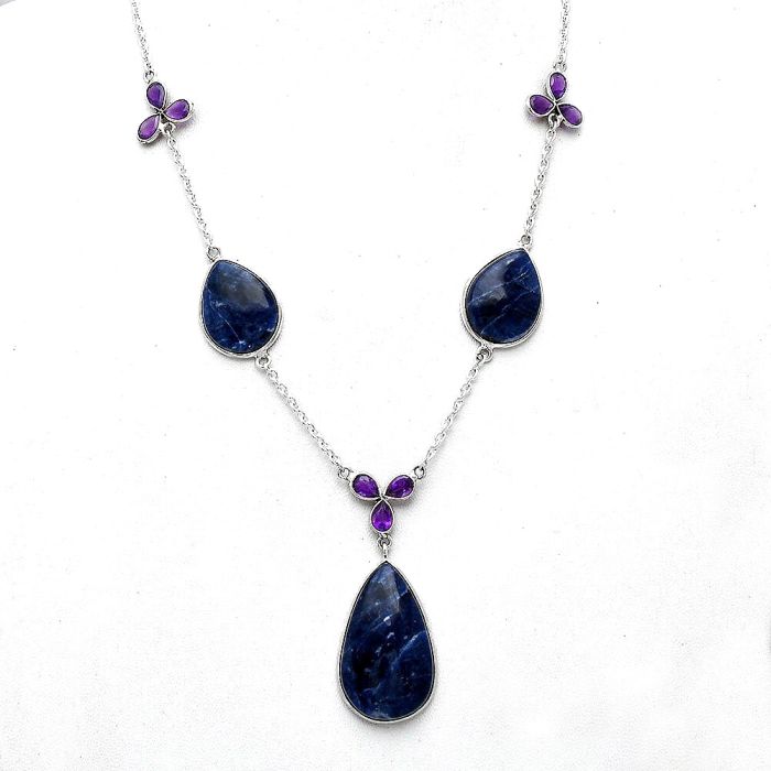 Sodalite and Amethyst Necklace SDN2054 N-1021, 18x29 mm