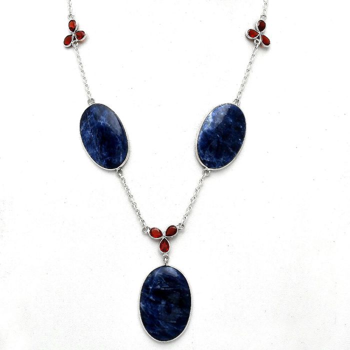 Sodalite and Garnet Necklace SDN2061 N-1021, 21x31 mm