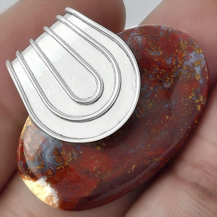 Natural Red Moss Agate Pendant SDP100012 P-1584, 20x31 mm