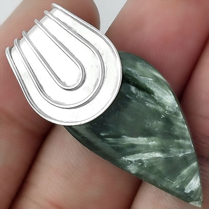 Natural Russian Seraphinite Pendant SDP100019 P-1584, 17x34 mm