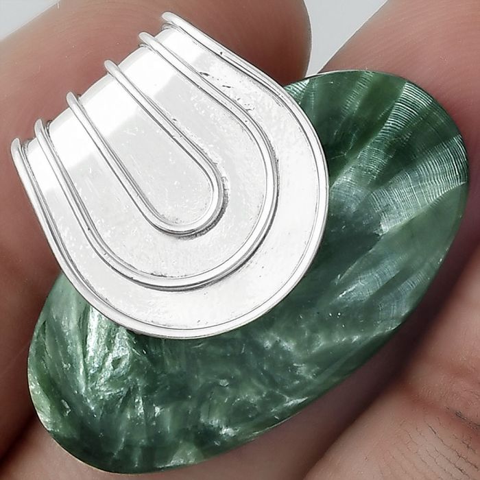 Natural Russian Seraphinite Pendant SDP100023 P-1584, 17x30 mm