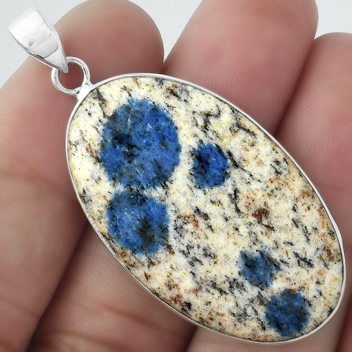 Natural K2 Blue - Azurite In Quartz Pendant SDP100052 P-1001, 23x38 mm