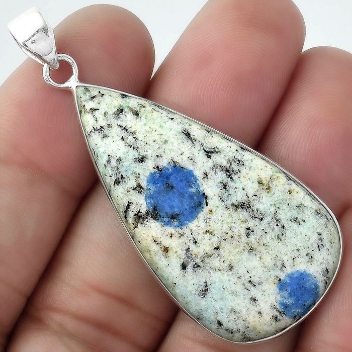 Natural K2 Blue - Azurite In Quartz Pendant SDP100064 P-1001, 21x40 mm