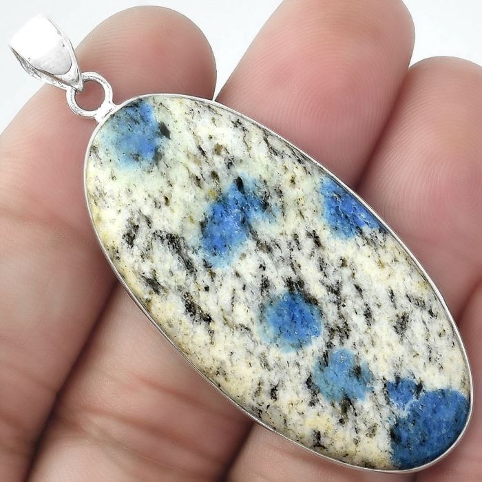 Natural K2 Blue - Azurite In Quartz Pendant SDP100134 P-1001, 22x45 mm