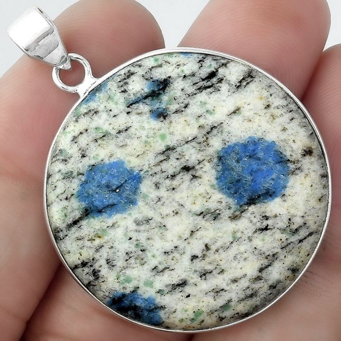 Natural K2 Blue - Azurite In Quartz Pendant SDP100217 P-1001, 32x32 mm