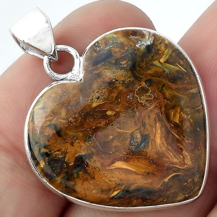 Valentine Gift Heart Natural Pietersite - Namibia Pendant SDP100349 P-1043, 23x23 mm