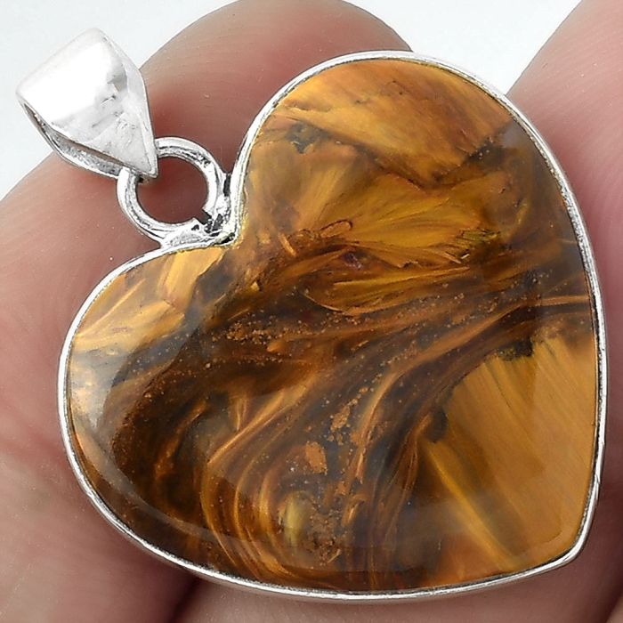 Valentine Gift Heart Natural Pietersite - Namibia Pendant SDP100380 P-1043, 23x24 mm