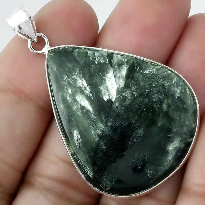 Natural Russian Seraphinite Pendant SDP100405 P-1001, 29x36 mm