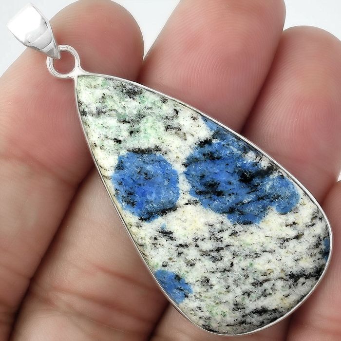 Natural K2 Blue - Azurite In Quartz Pendant SDP100548 P-1001, 23x42 mm