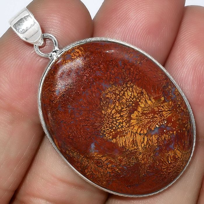 Natural Red Moss Agate Pendant SDP100838 P-1053, 25x33 mm