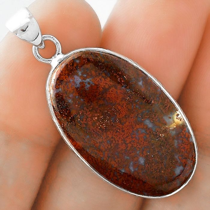 Natural Red Moss Agate Pendant SDP100844 P-1053, 17x28 mm