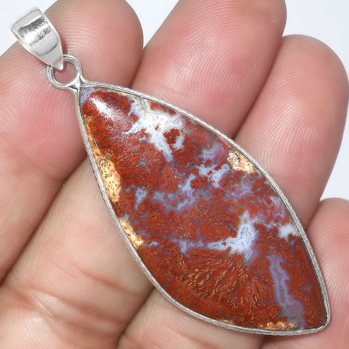 Natural Red Moss Agate Pendant SDP100860 P-1053, 20x45 mm