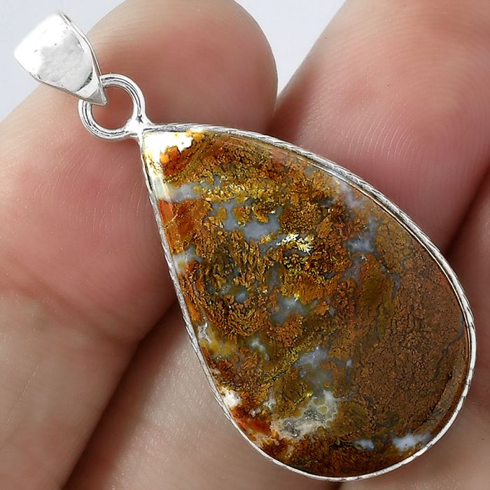 Natural Red Moss Agate Pendant SDP101020 P-1053, 18x29 mm