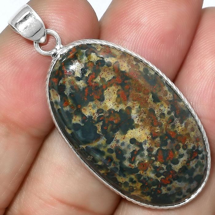 Natural Blood Stone - India Pendant SDP101088 P-1053, 19x34 mm