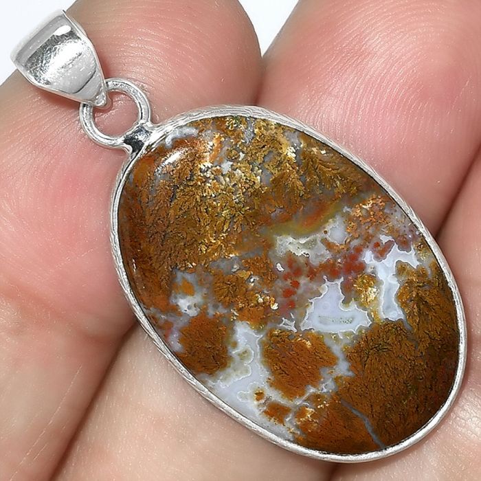 Natural Red Moss Agate Pendant SDP101089 P-1053, 18x27 mm