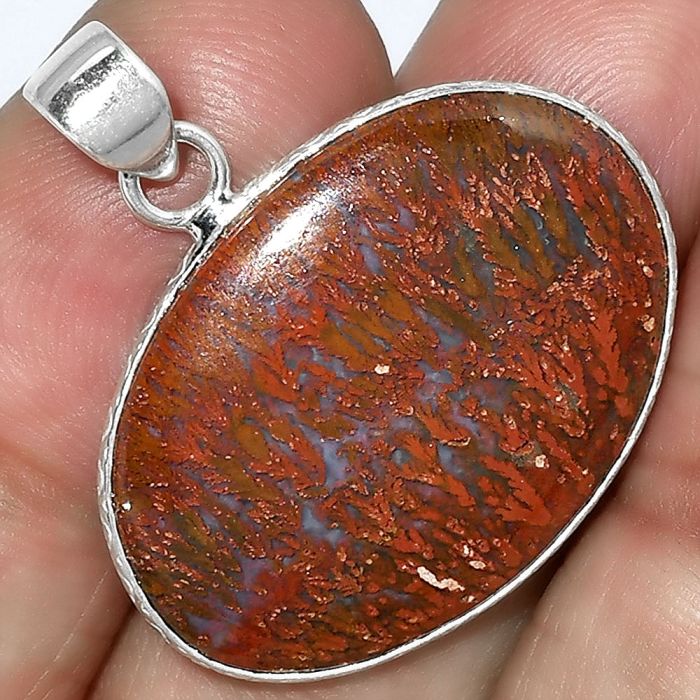 Natural Red Moss Agate Pendant SDP101092 P-1053, 19x27 mm