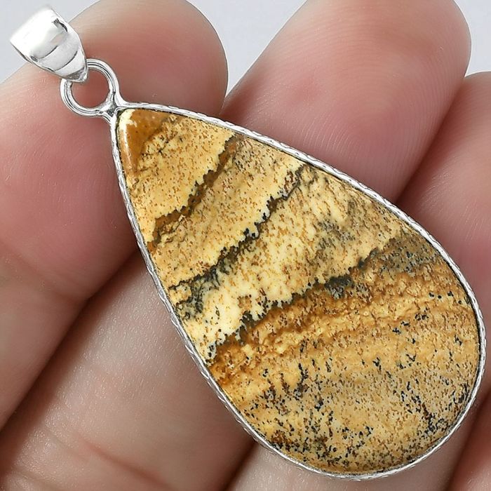 Natural Picture Jasper Pendant SDP101178 P-1053, 20x36 mm