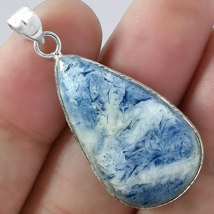 Natural Blue Scheelite - Turkey Pendant SDP101184 P-1053, 18x30 mm