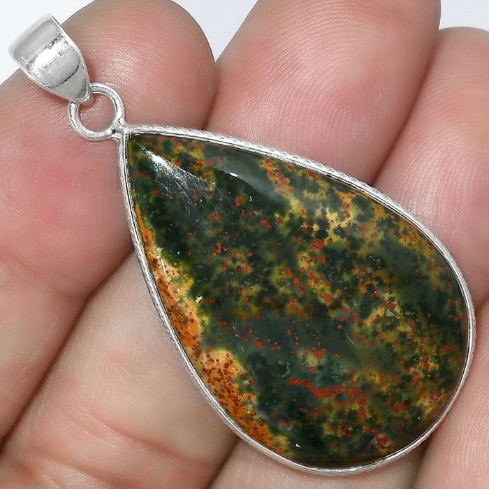 Natural Blood Stone - India Pendant SDP101231 P-1053, 22x35 mm