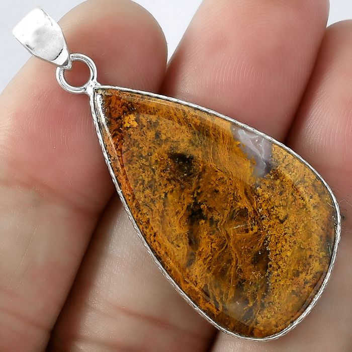 Natural Red Moss Agate Pendant SDP101323 P-1053, 20x34 mm