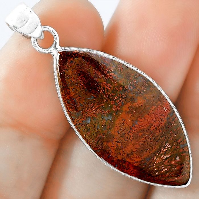 Natural Red Moss Agate Pendant SDP101367 P-1053, 15x31 mm