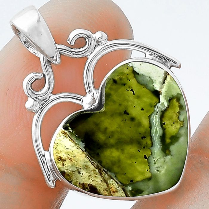 Valentine Gift Heart Natural Chrome Chalcedony Pendant SDP101443 P-1334, 16x18 mm