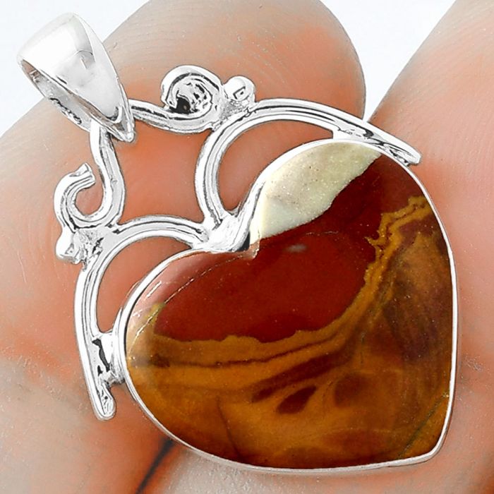 Valentine Gift Heart Natural Noreena Jasper Pendant SDP101468 P-1334, 16x17 mm