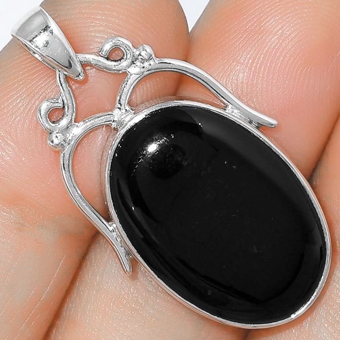 Natural Black Onyx - Brazil Pendant SDP101479 P-1334, 16x23 mm